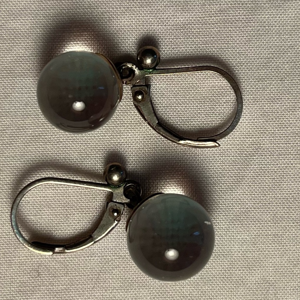 Clear lucite ball earrings lever backs